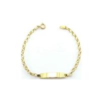 1205206 Pulseira Chapinha Infantil Bebê Ouro 18k 14cm Gravação + Nf