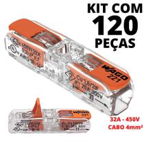 120un Conector Wago 221-2411 2 vias 32A/450V Emenda Linha Reta Original