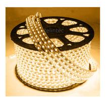 127v mangueira de led 5050 chata 100m branco quente + 3 adaptador