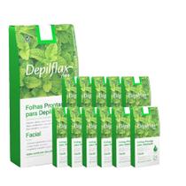 12cx Folhas Prontas Depilação Facial Depilflax Hortelã 24un