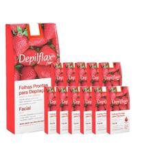 12cx Folhas Prontas Depilação Facial Depilflax Morango 24un 12cx Folhas Prontas Depilação Facial Depilflax Morango 24un