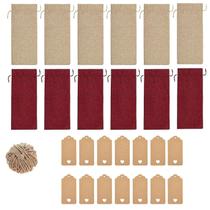 12pc saco de vinho de linho tampa de garrafa de vinho saco de presente de garrafa de vinho com etiqueta de cordão