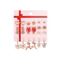 12pcs Brincos de Natal Set Ear Cute Christmas Jewelry Para Mulheres Presentes de Ano Novo