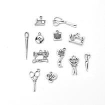 12Pcs Costura charms coleção antiga tesoura de prata pendente descobertas de joias - Multi - Outros