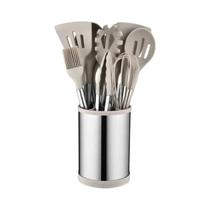 12pçs Utensílios De Cozinha De Silicone Antiaderente Kit De Colher De Espátula De Aço Inoxidável