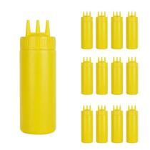 12un Bisnaga 700ml Profissional molho Bico Triplo Amarela