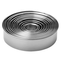 12Un Cortador Redondo Aço Inox Liso para Receitas Culinarias de Bolos e Tortas