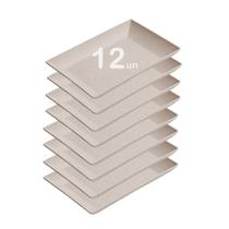 12un Petisqueira travessa Retangular 24cm Bege