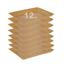 12un Petisqueira travessa Retangular 24cm Marrom Claro