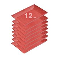 12un Petisqueira travessa Retangular 28cm Vermelho