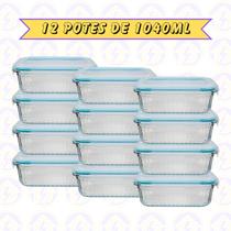 12un Pote de Vidro Canelado Hermético 1040ml Marmita Forno Detalhes