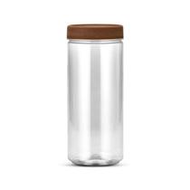 12un Pote Multiuso Plástico Bazar 1400ml com Tampa Amadeirado G1124 Galvanotek