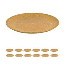 12UN Prato Lanche Sobremesa Redondo Durável 20cm Marrom Clar