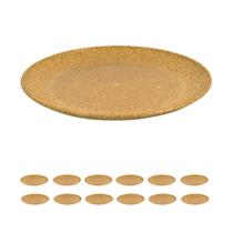 12UN Prato Lanche Sobremesa Redondo Resistente 20cm Marrom Cl
