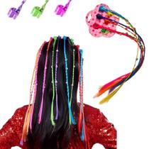 12Und - Aplique De Trança Colorida Com Presilha Para Menina 12Und - Aplique De Trança Colorida Com Presilha Para Menina