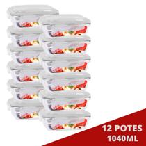 12UNI Pote Hermético 1040ML Marmita Vidro 4 Travas