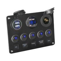 12v 24v Led Painel De Interruptor De Alternância 5 Botões Carregador Usb Medidor De Voltagem Para