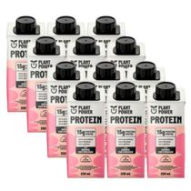 12x Bebida Vegetal 15g Protein Plant Power Banana e Morango 250ml