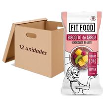 12x Biscoito De Arroz Com Chocolate Meio Amargo FIT FOOD 60g