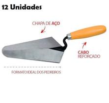 12x Colher Pedreiro Bitola 8" Cabo Reforçado Madeira