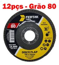 12x Disco Flap 115mm P/ Esmerilhadeira Inox Madeira 4xgrãos - Fertak