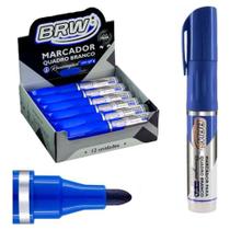 12x Marcador Quadro Branco Recarregável Azul Com Refil- Brw