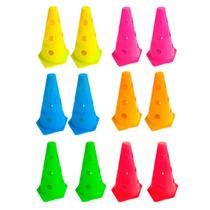 12x Mini Cone Sinalização Esportivo 23cm Agilidade Furado COLORIDO 12x Mini Cone Sinalização Esportivo 23cm Agilidade Furado COLORIDO