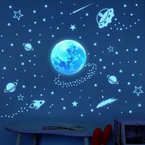135 Img Adesivos Brilham no Escuro Fosforescente Super Lua, UFO, Estrelas Azul - Decoração Quarto Infantil