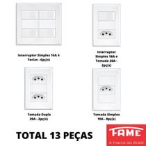 13un Tomada Interruptor 4x4 4x2 Com Suporte Evidence FAME