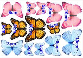 14 borboletas papel arroz 3 modelos em 3 medidas - RECORTADAS - acfnet
