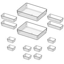 14 Cestos Organizadores de Gavetas Porta Maquiagem Modular Multiuso Acrilico Cristal Transparente 14 Cestos Organizadores de Gavetas Porta Maquiagem Modular Multiuso Acrilico Cristal Transparente