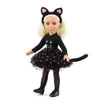 14 polegadas roupas de boneca Melhorado 5 Piece Black Cat 14-inch Doll Halloween Costume Outfit, inclui orelhas de gato, meias-calças e sapatos Compatível com 14" Wellie Wishers e Glitter Girls Dolls