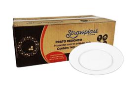 140 Prato Redondo Refeição 21Cm Branco Acrílico Strawplast