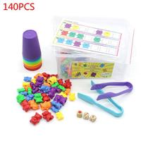 140pcs Rainbow Counting/Sorting Bears with Matching Cups and Original Printed Activity Cards and Dice Set Color Sorting Toys for Toddlers