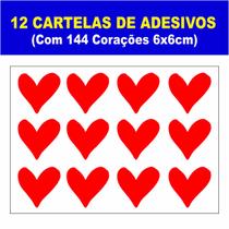 144 Etiquetas adesivas de Coração Vermelho dia dos namorados - StarColor