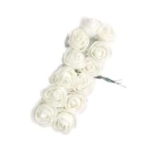 144 Mini Rosas Artificial De Eva Seda - Pacote Com Branco