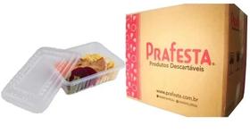 144 Pote Pp Retangular Tampa Freezer Micro 750Ml Prafesta