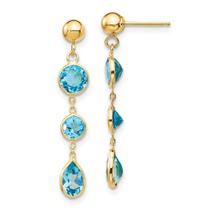 14k Blue Topaz Gemstone Dangle Brincos