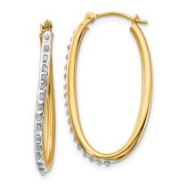 14k Diamond Fascination Oval Twist Hoop Brincos