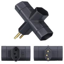 15 Adaptador Plug T Benjamin 3 Pinos 10a 2p+t Preto Margirius