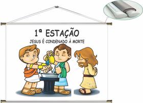 15 Banners Via Sacra Infantil Catequese 80x60cm Completo - GPossebon