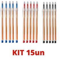 15 Canetas Bic Ponta Fina 0.8mm Cores Sortidas