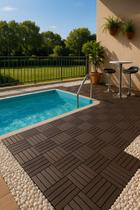 15 Decks Madeira Plástico Encaixe Modular Piscina Sacada - Marrom
