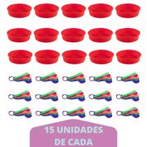 15 kit Forma Redonda Sortida Silicone + Colher Medidora 5Pç 15 kit Forma Redonda Sortida Silicone + Colher Medidora 5Pç