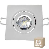 15 Luminária de Gesso Teto Spot 5w Quadrado Embutir Luz Branca Bivolt - AVANT