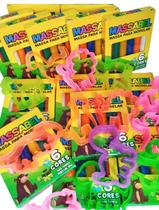 15 Massinha de Modelar + 15 Tubo Para Bolha de Sabao + 30 Cortador Para Kit Festa Lembrancinha