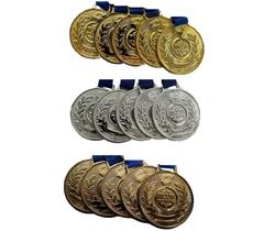15 Medalhas Honra ao Mérito 3,4cm Ouro Prata Bronze com fita 15 Medalhas Honra ao Mérito 3,4cm Ouro Prata Bronze com fita