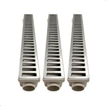 1,5 Metros Ralo Linear Sifonado Pluvial Grelha Aluminio 6x50cm Branco