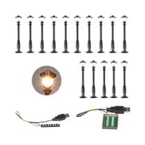 15 Peças De Lâmpada LED Para Rua Urbana, Bloco De Construção, Alimentação USB, Compatível Com Blocos