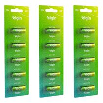15 Pilhas Baterias Elgin 27a 12v A27 Alcalina 3 Cartela